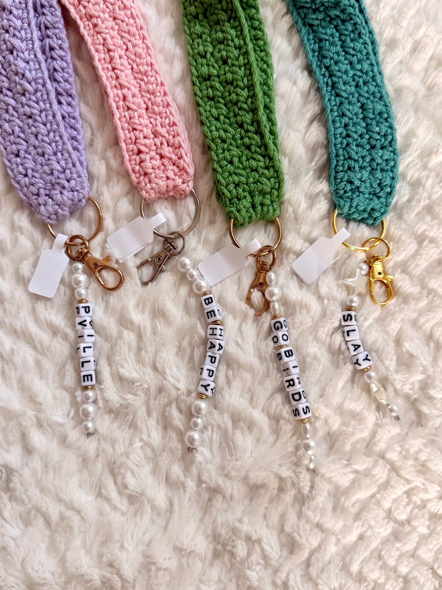 Crocheted Keychain w/Beaded Charm