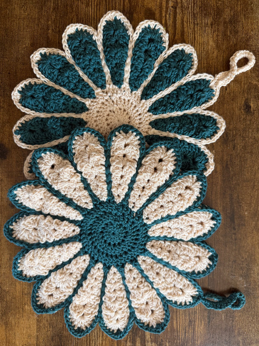 Vintage Flower Potholder Set