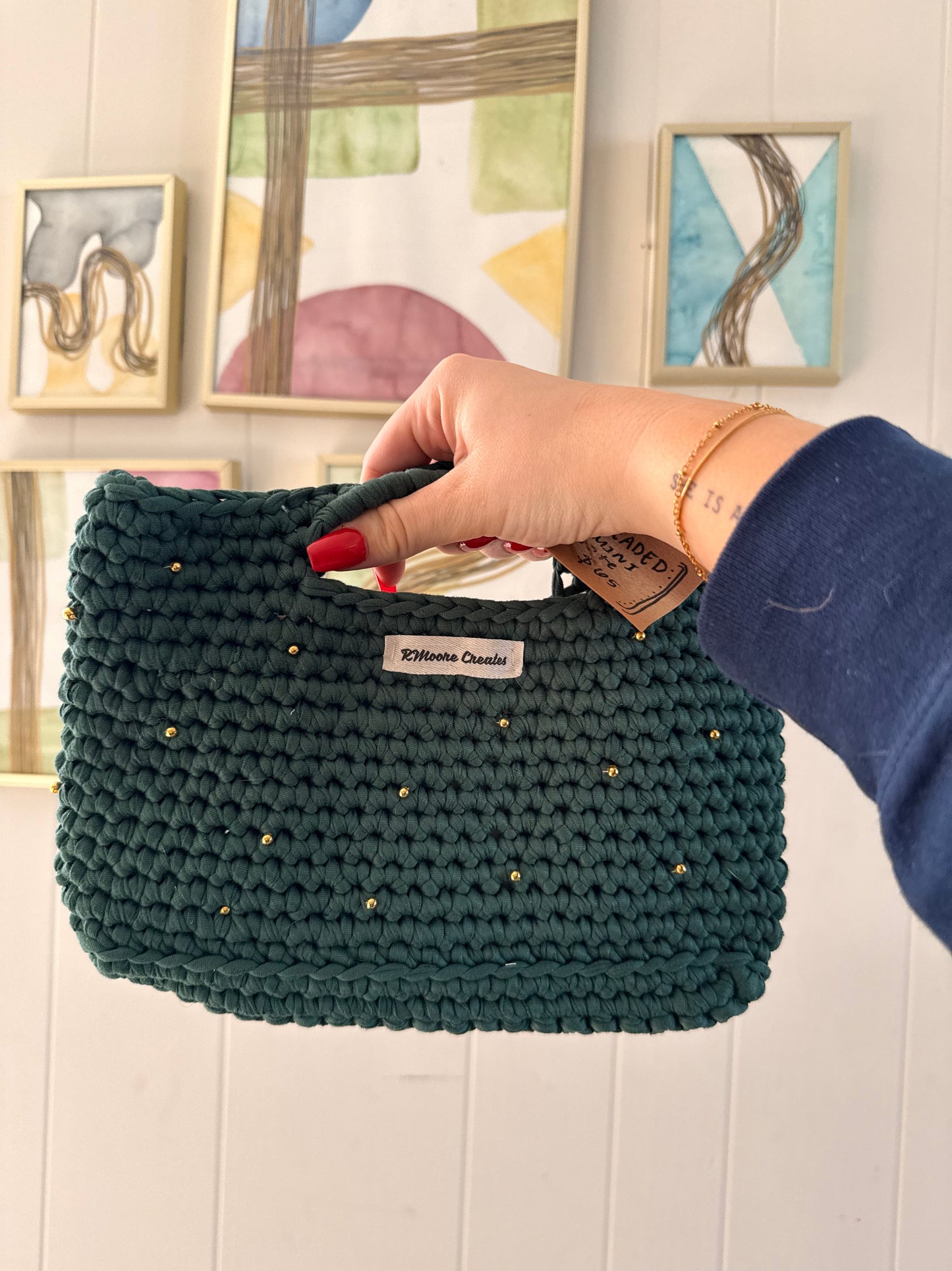 Mini Tote with Gold Beads