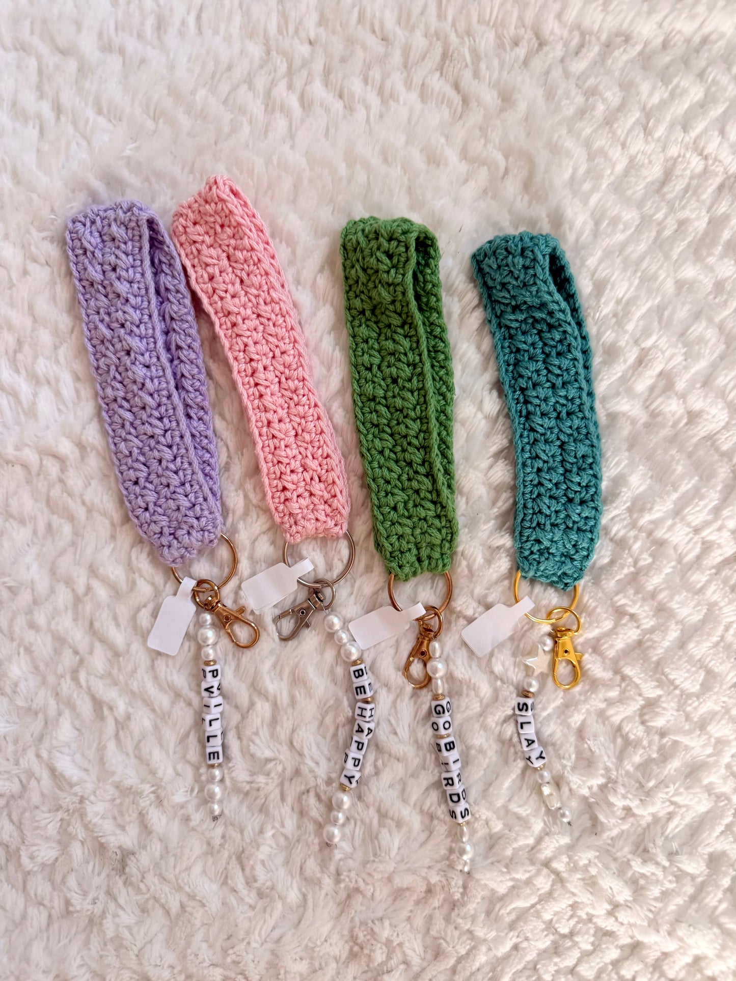 Crocheted Keychain w/Beaded Charm